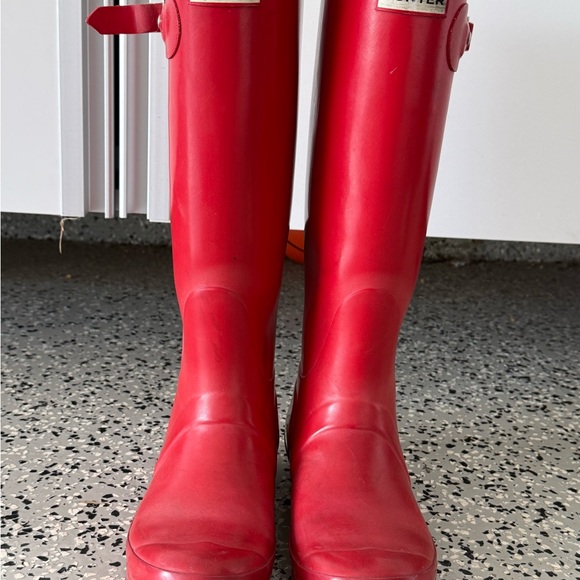 Hunter Red Tall Rain Boots - Picture 1 of 4